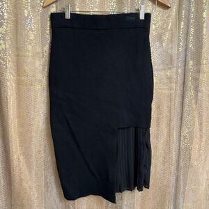 Lucy Paris Black Cutaway Thick Midi Skirt Office Professional Wear Large